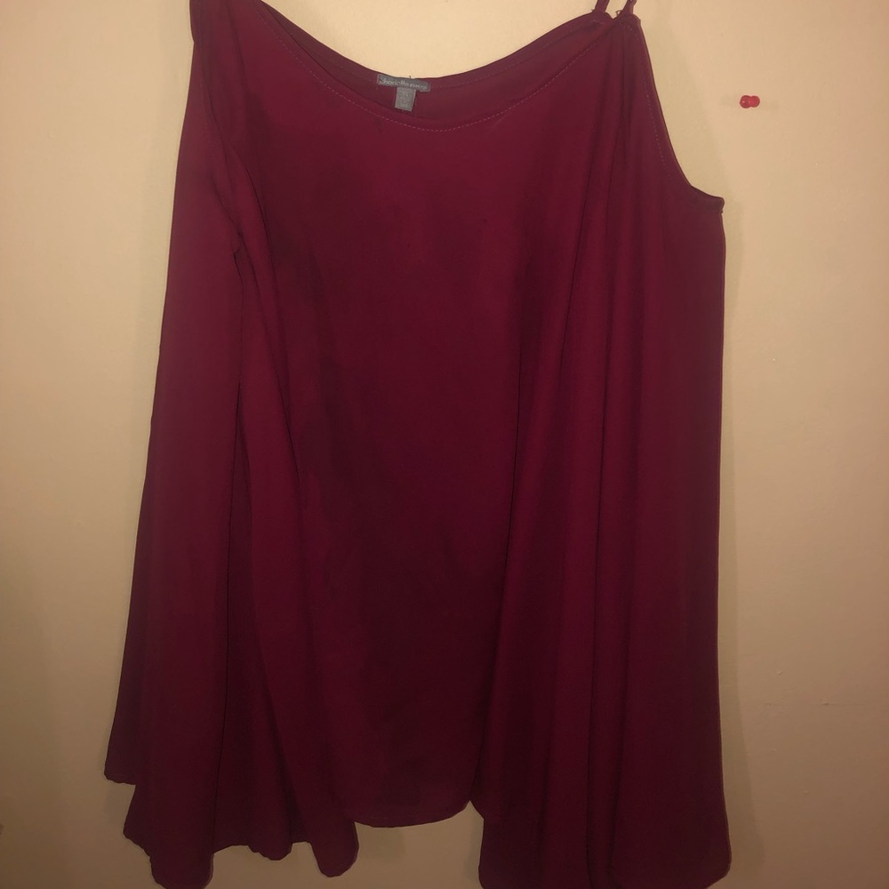 Maroon open shoulder top